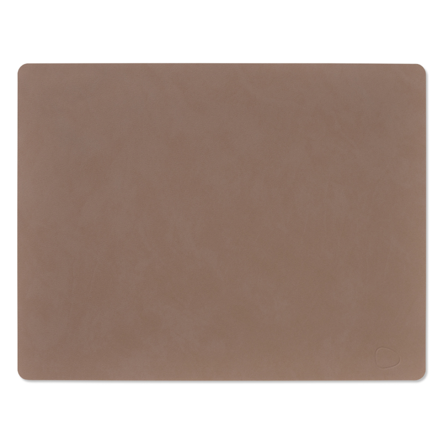 LindDNA Glass Dinner Mat Square - Leather Nupo - Truffle