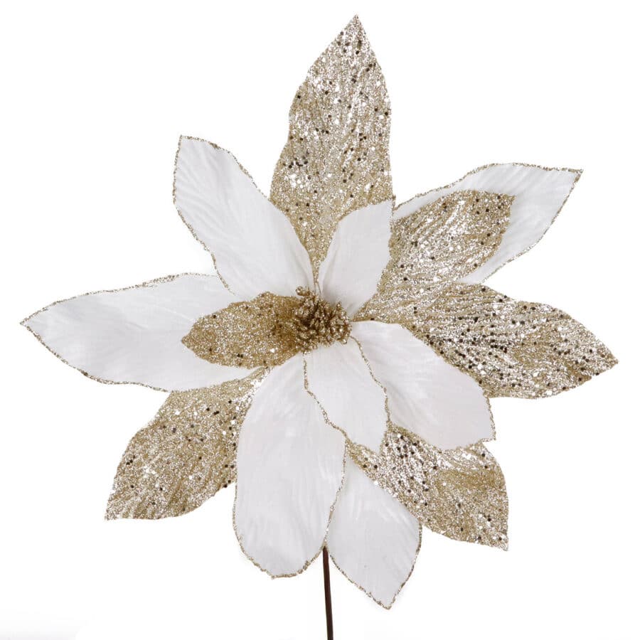 FABR Giant GLT Poinsettia STEM CRM/GLD - GoodWill