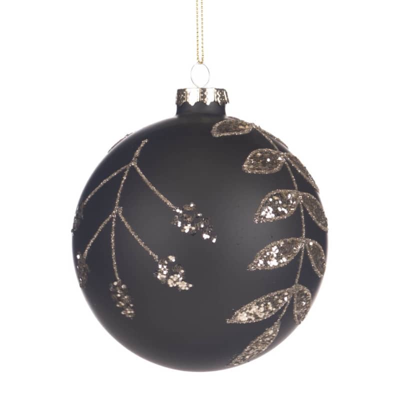 GLSS Matte Glt Leaf Vine BALL BLK/GLD 10CM - Goodwill