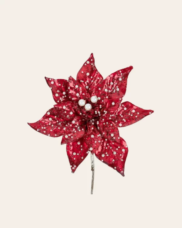 Pearl poinsettia stem RD/ WH