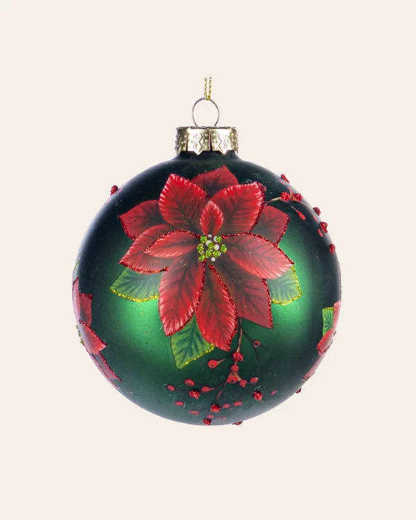 GLSS GLT Pointsettia Ball RD/GRN