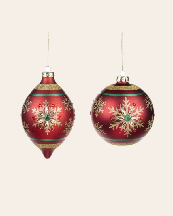 GLSS Snowflake ball RD/GLD 2 pcs.