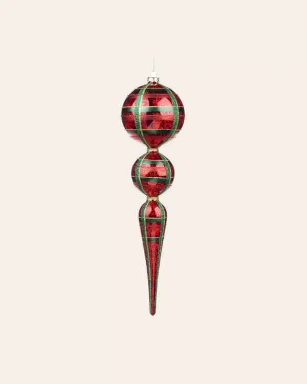 GLSS Tartan ball finial RD/ GRN/ GLD