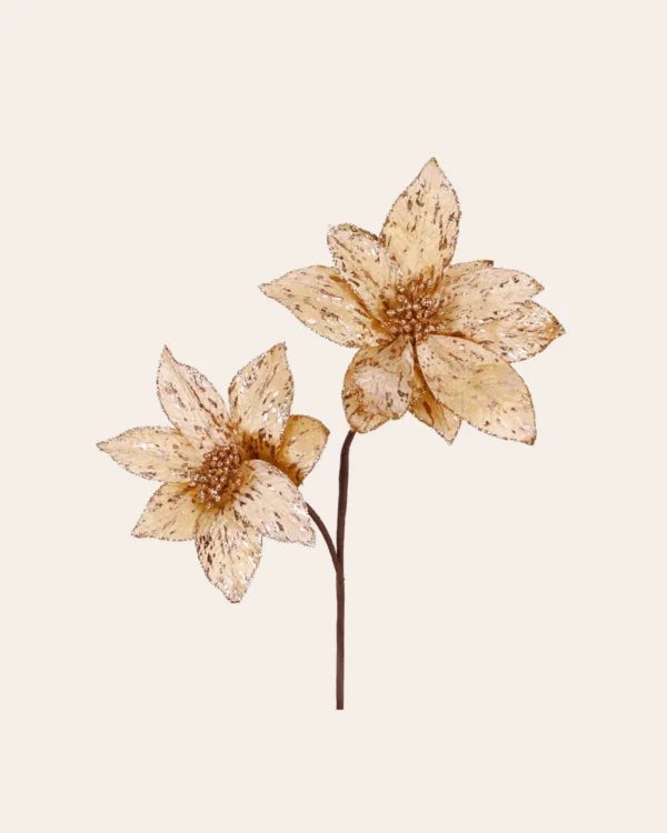 FABR GLT 2 Poinsettia STEM GLD/CRM