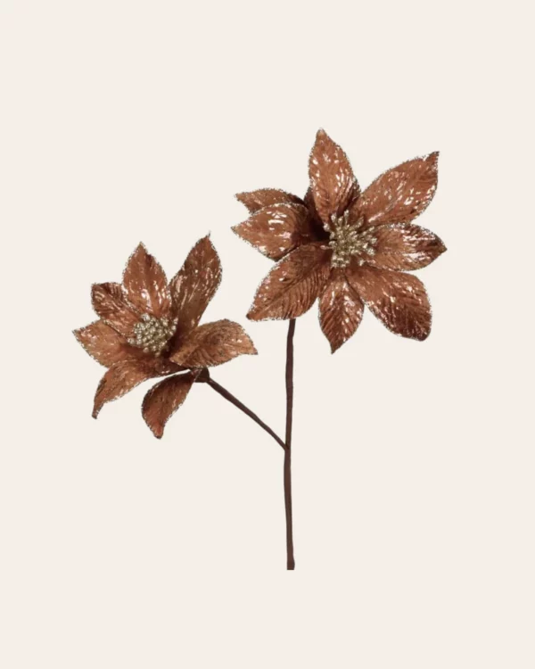 FABR GLT 2 Poinsettia STEM BRWN 65CM