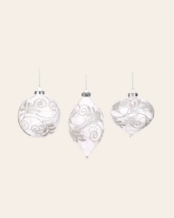 GLSS Swirl leaf ball CLR/ WH 3 pcs.