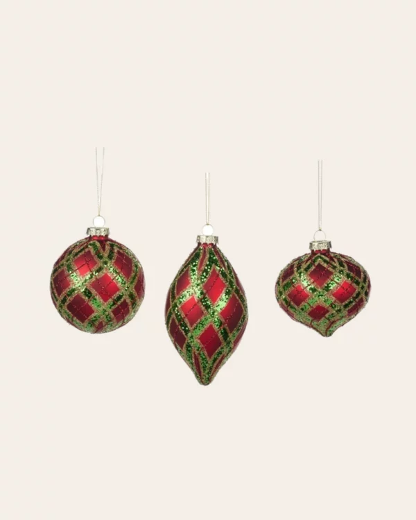 GLSS Tartan ball RD/ GRN 3 pcs.