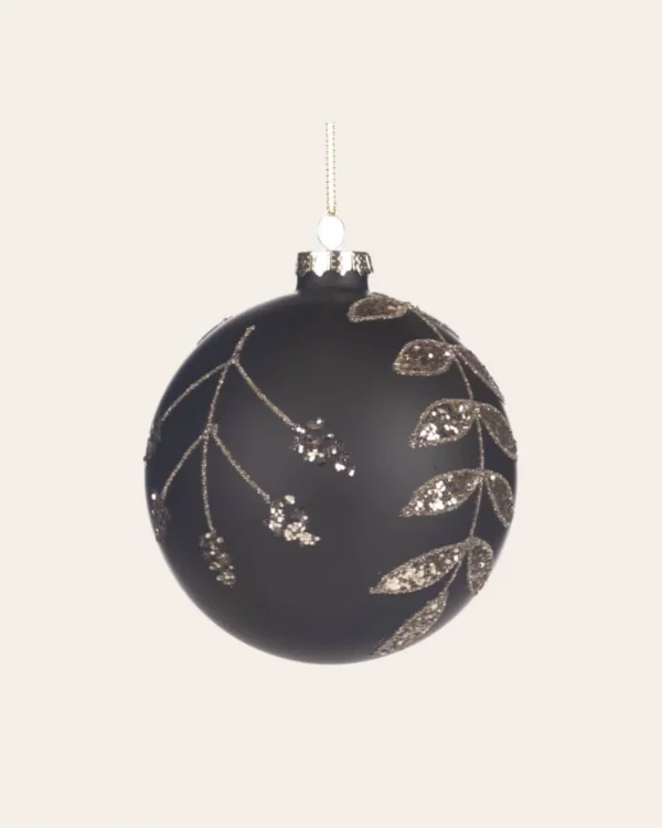GLSS Matte Glt Leaf Vine BALL BLK/GLD 10CM