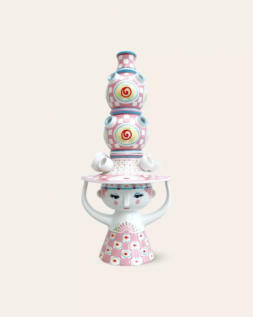 LADY WITH HAT Vase H50cm Pink